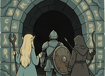 The Echoes of Heroes party entering a dungeon